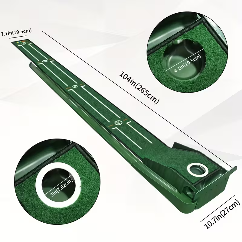 8ft Golf Putting Mat with Precision Alignment Guides – Portable Indoor/Office Putting Green, Durable ABS Base, Compact & Foldable Design, Perfect for Men’s Golf Training, Home & Office Entertainment