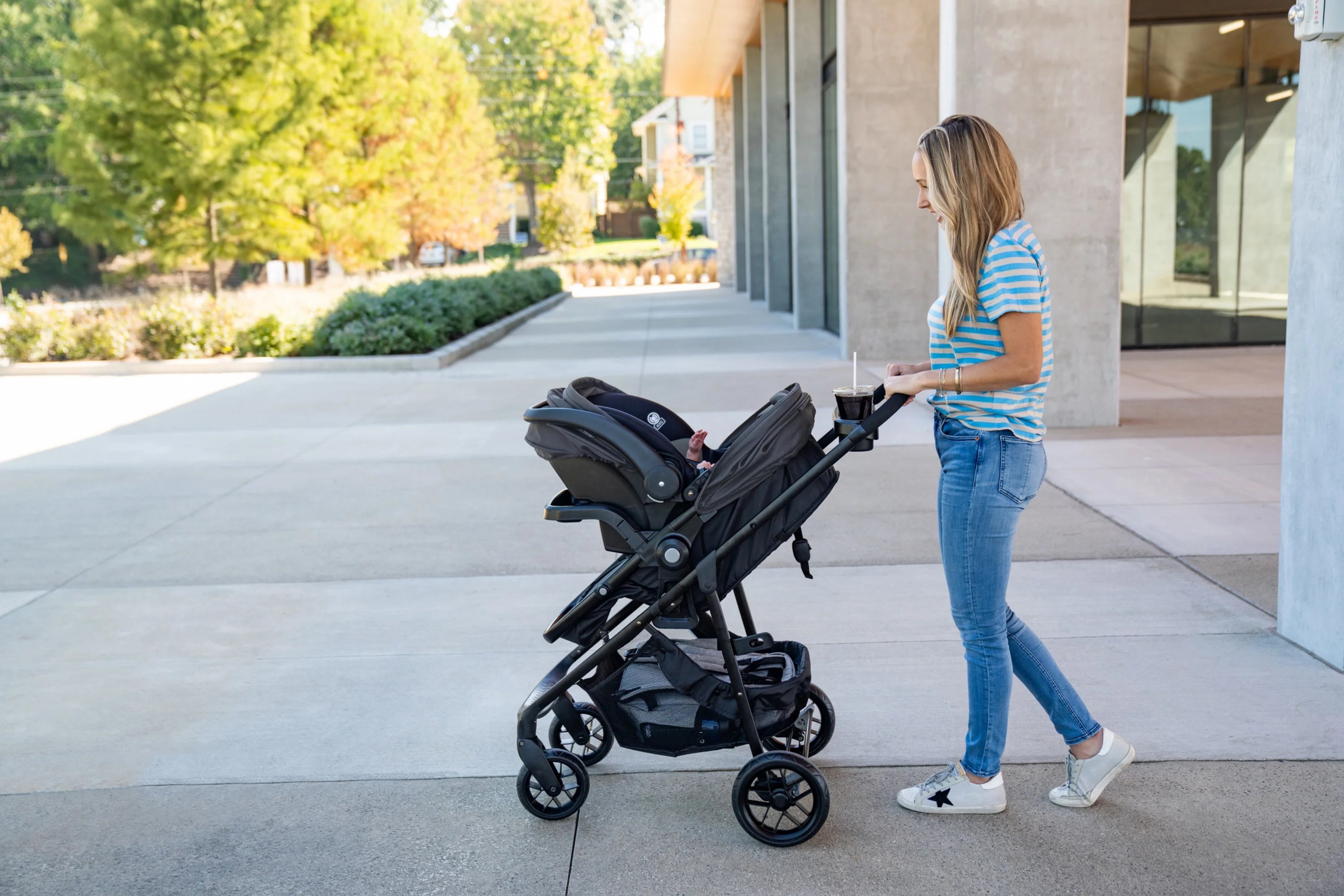 2025 Safety 1st Grow and Go Sprint Modular Travel System Stroller with Rear-Facing Infant Car Seat, Bluestone