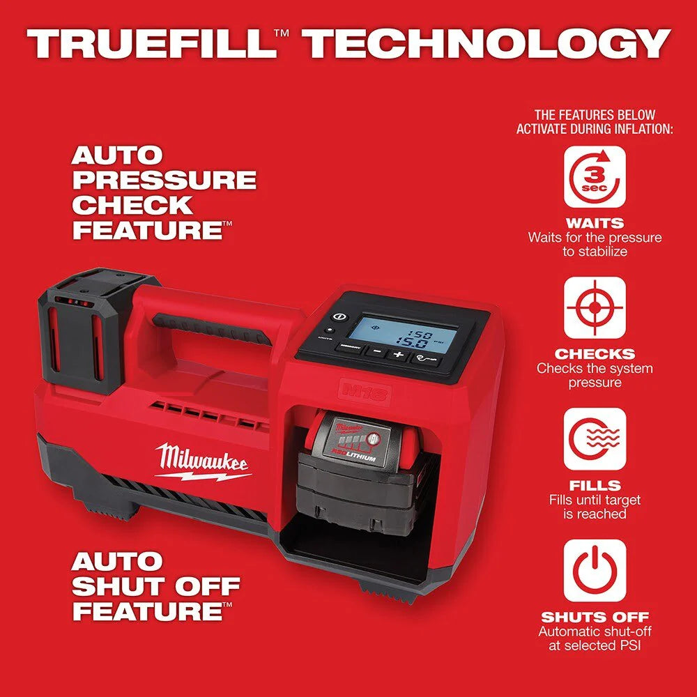 2025 Milwaukee 2848-20 M18 Compact Tire Inflator, Tool Only