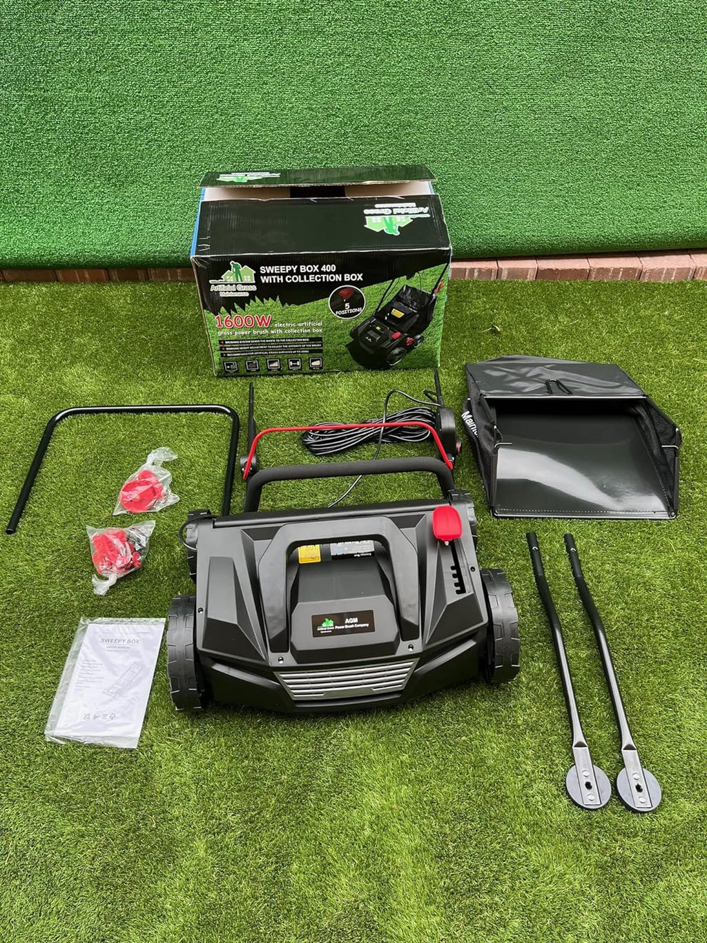 2025 Artificial Turf Broom Yard Power Brush with Collection Box #Sweepy Box