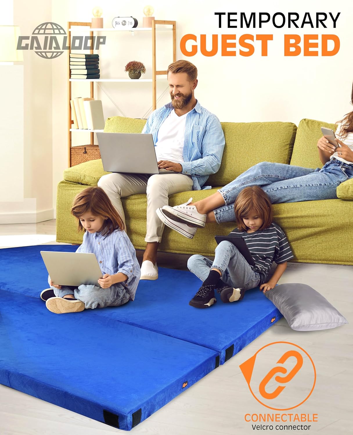 3 INCH Thick Memory Foam Camping Pad Futon Mattress Full, Portable Floor Sleeping Mat Sleepover Guest Bed Roll Up Mattress for Indoor Outdoor Travel