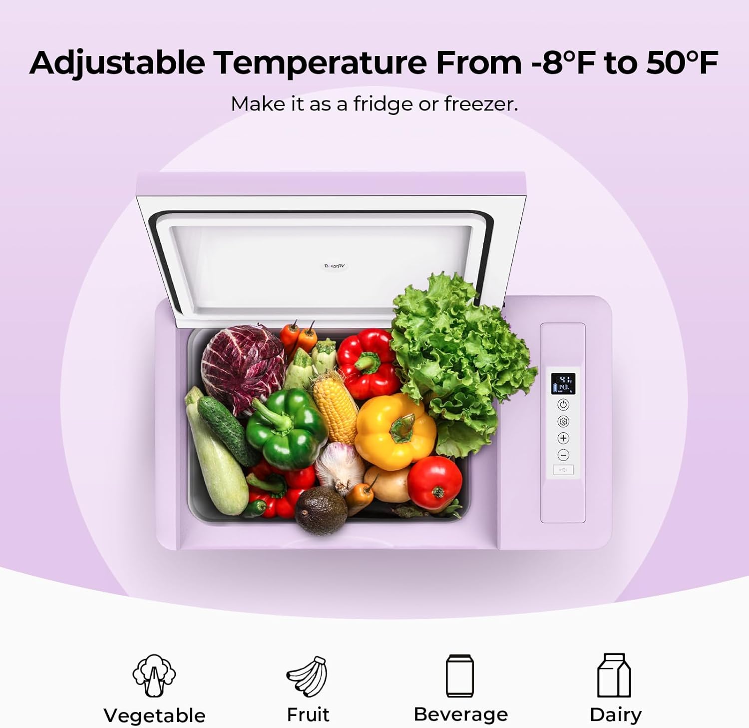 12 Volt Refrigerator 12V Car Fridge 30 Quart Portable Freezer Compressor Cooler -7℉~50℉ Compressor Freezer, 12/24V DC 110~240 Volt AC, for Truck RV SU