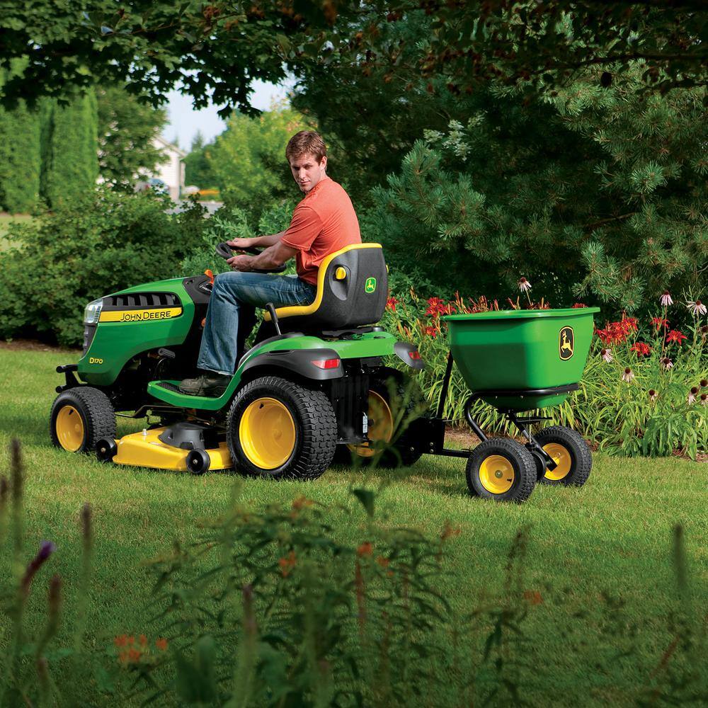 2025 John Deere 175 lb Tow-Behind Broadcast Spreader, Rustproof Poly Hopper, Universal Fit