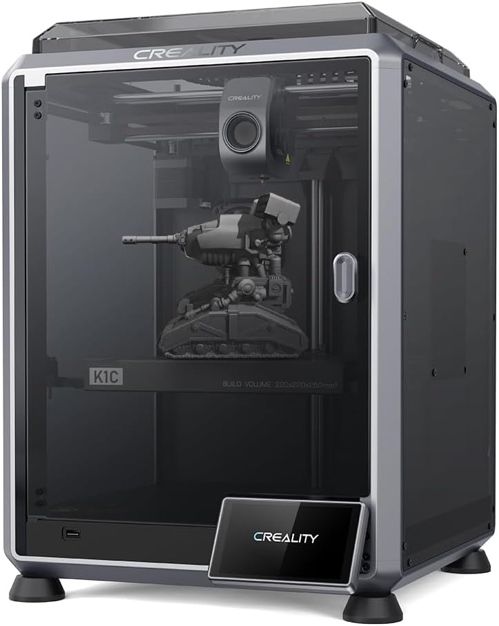 2024 New Version Creality K1C 3D Printer, 600mm/s Fast Printing Speed and Clog-free Direct Extruder, Support 300℃ Printing and Carbon Fiber Filament, Auto Leveling and AI Camera 8.66*8.66*9.84 inch