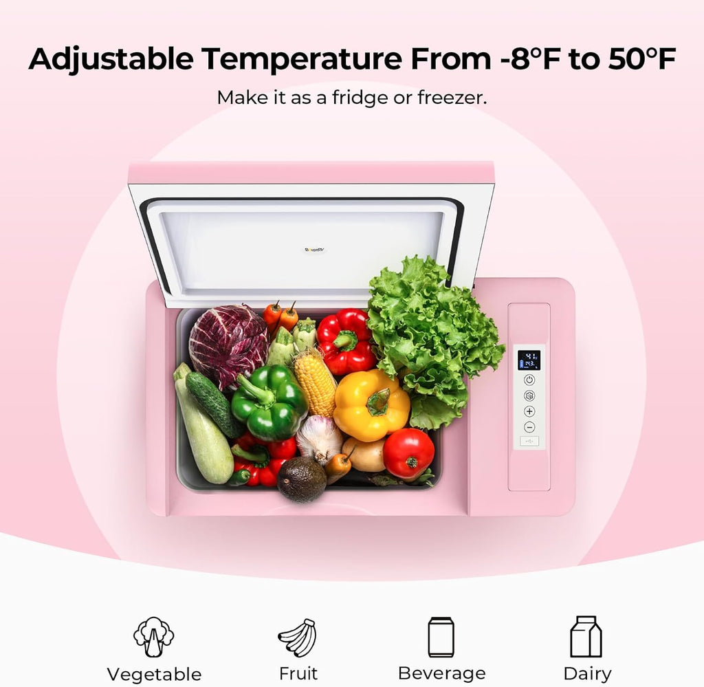 12 Volt Refrigerator 12V Car Fridge 30 Quart Portable Freezer Compressor Cooler -7℉~50℉ Compressor Freezer, 12/24V DC 110~240 Volt AC, for Truck RV SU
