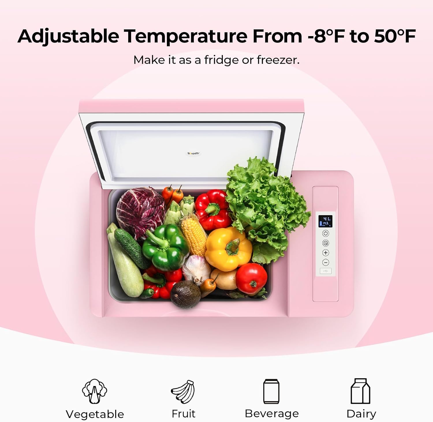 12 Volt Refrigerator 12V Car Fridge 30 Quart Portable Freezer Compressor Cooler -7℉~50℉ Compressor Freezer, 12/24V DC 110~240 Volt AC, for Truck RV SU