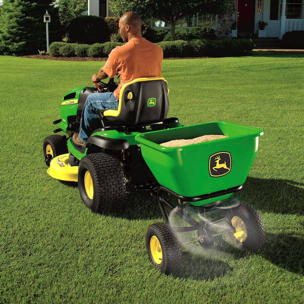 2025 John Deere 175 lb Tow-Behind Broadcast Spreader, Rustproof Poly Hopper, Universal Fit