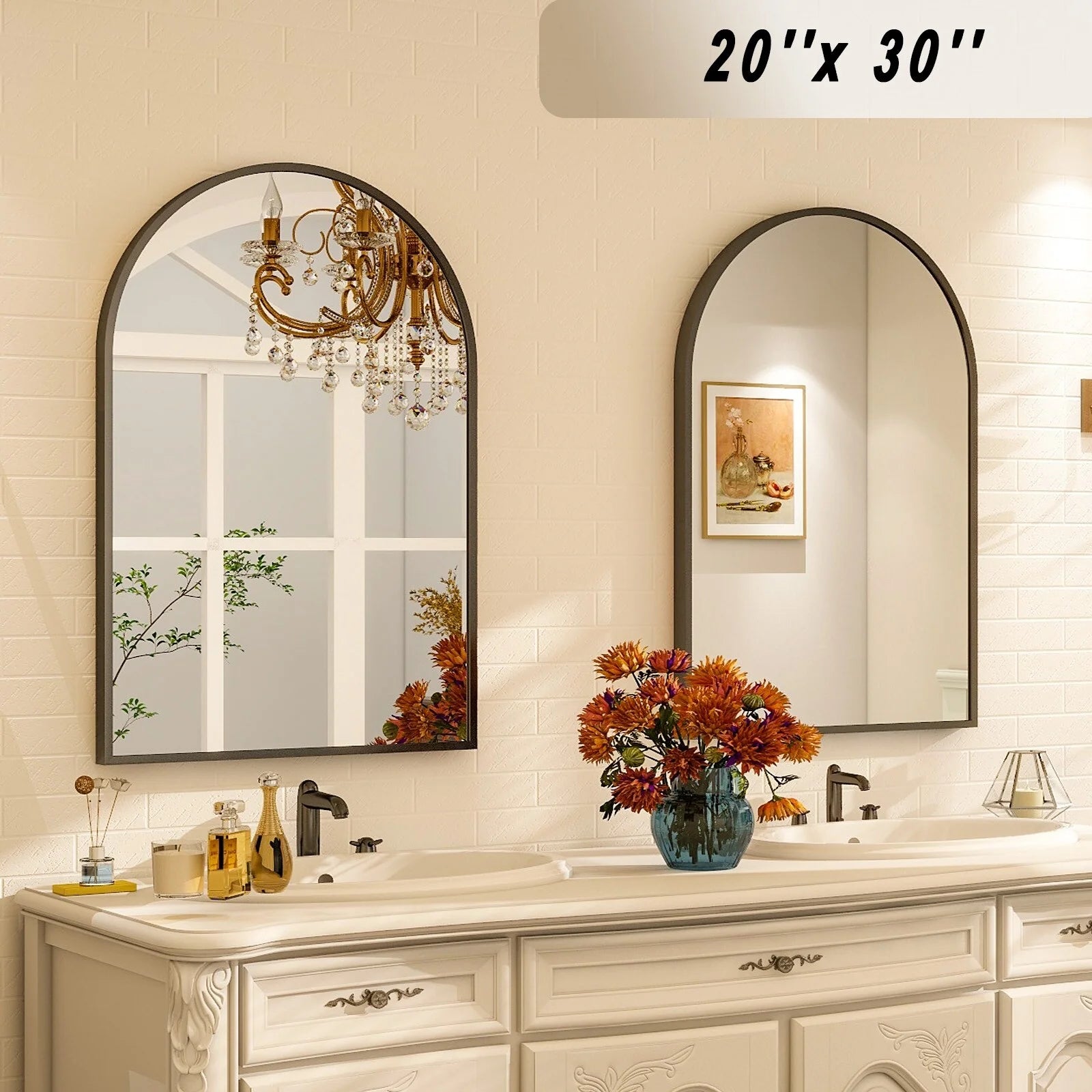 Bathroom Mirror Arch-Top Wall Mounted Decor Mirror