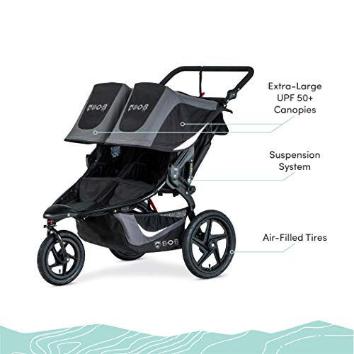 2025 BOB Gear Revolution Flex 3.0 Duallie Double Jogging Stroller, Graphite Black
