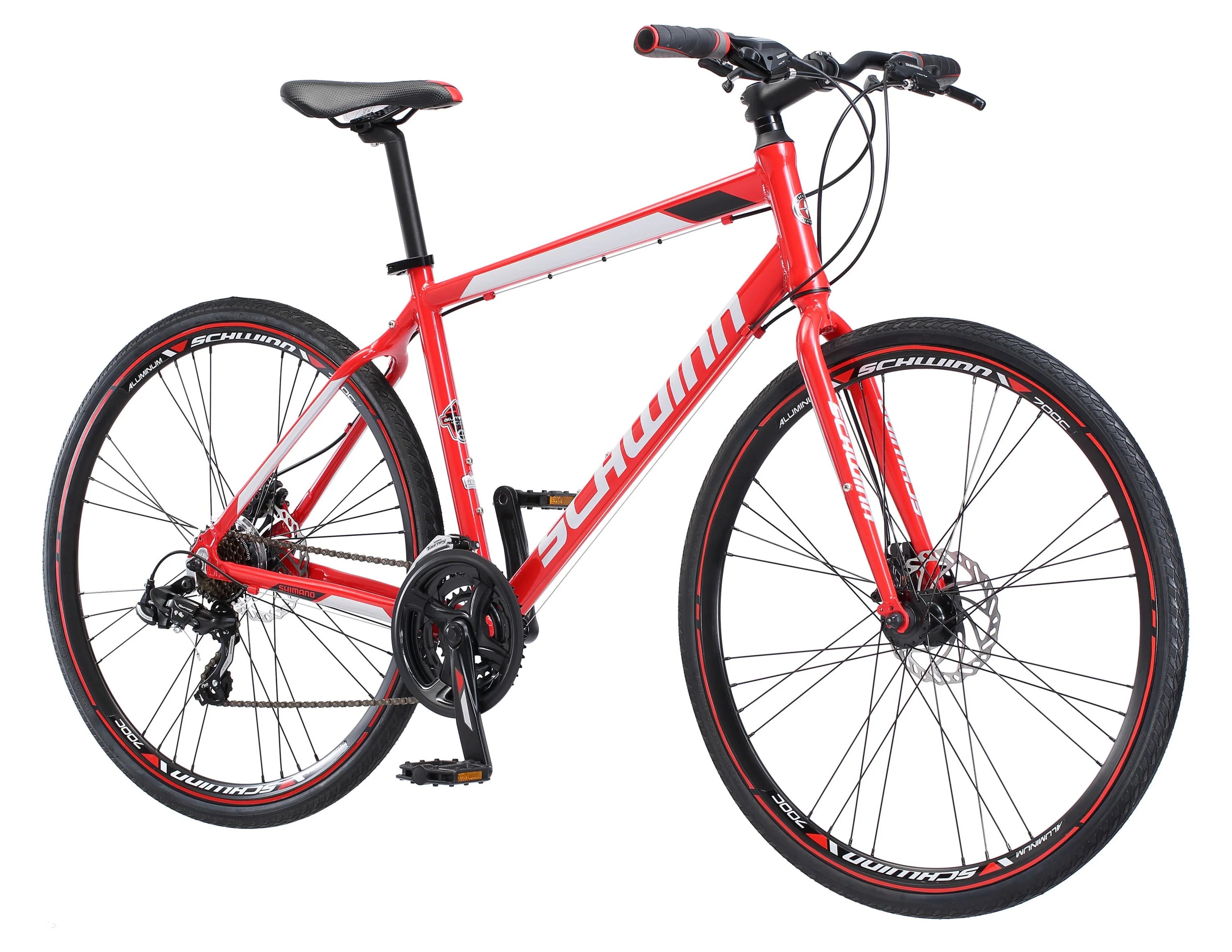 2025 Schwinn Kempo Hybrid Bike, 700c Wheels, 21 Speeds, Mens Frame, Red