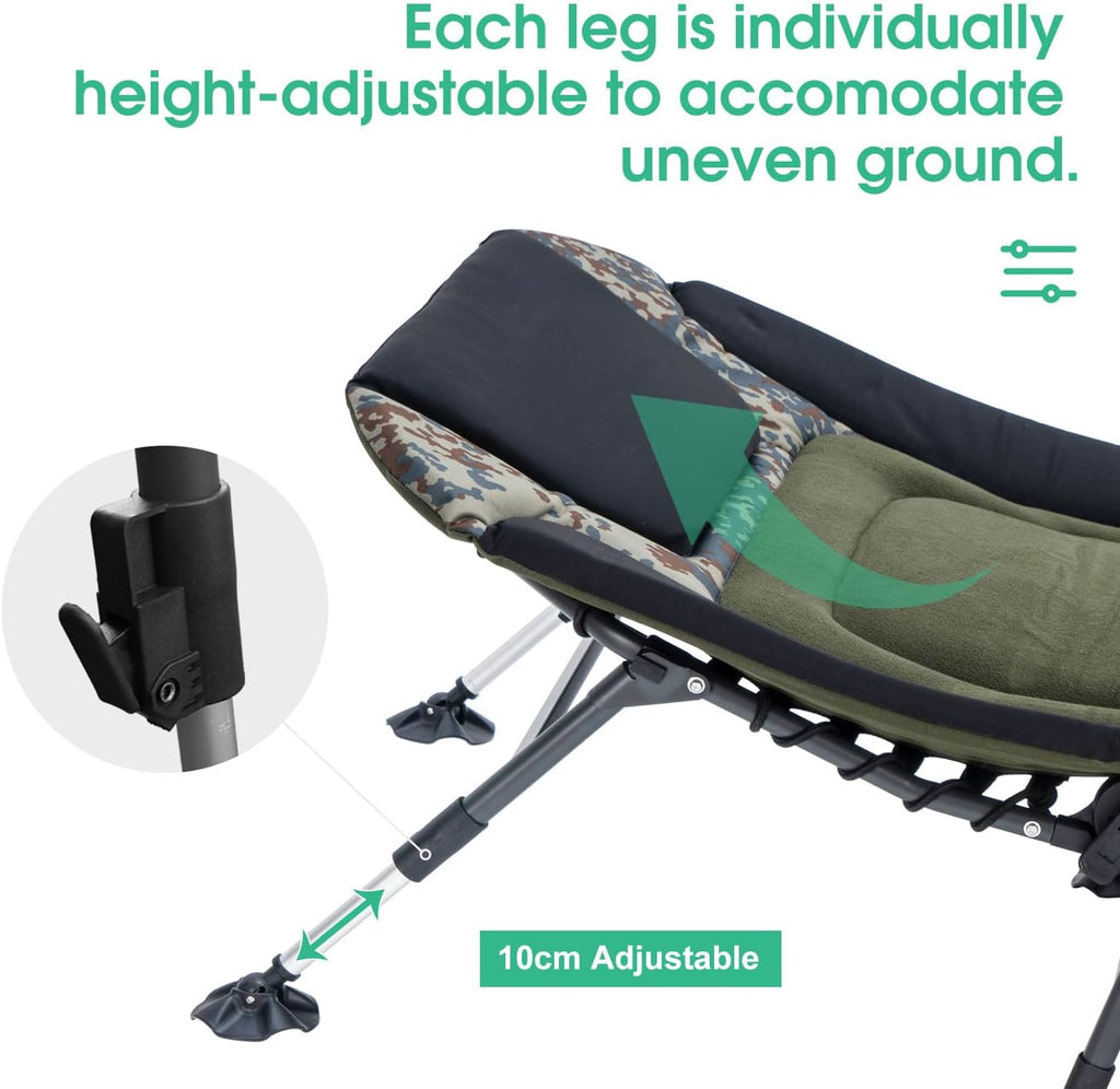 Camping Cots for Adults 330Lbs with Carry Bag, Heavy Duty Folding Bed with Soft Padded Cushion, Portable Military Cot for Hunting, 180° Adjustable Reclining Outdoor Lounger