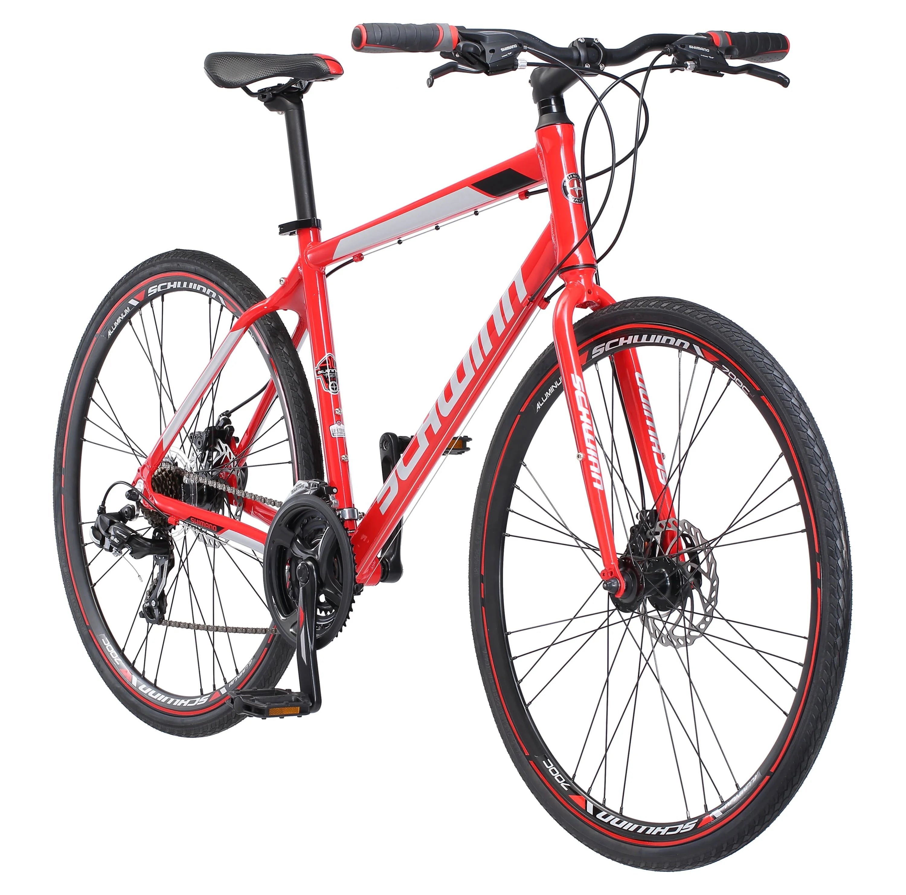 2025 Schwinn Kempo Hybrid Bike, 700c Wheels, 21 Speeds, Mens Frame, Red