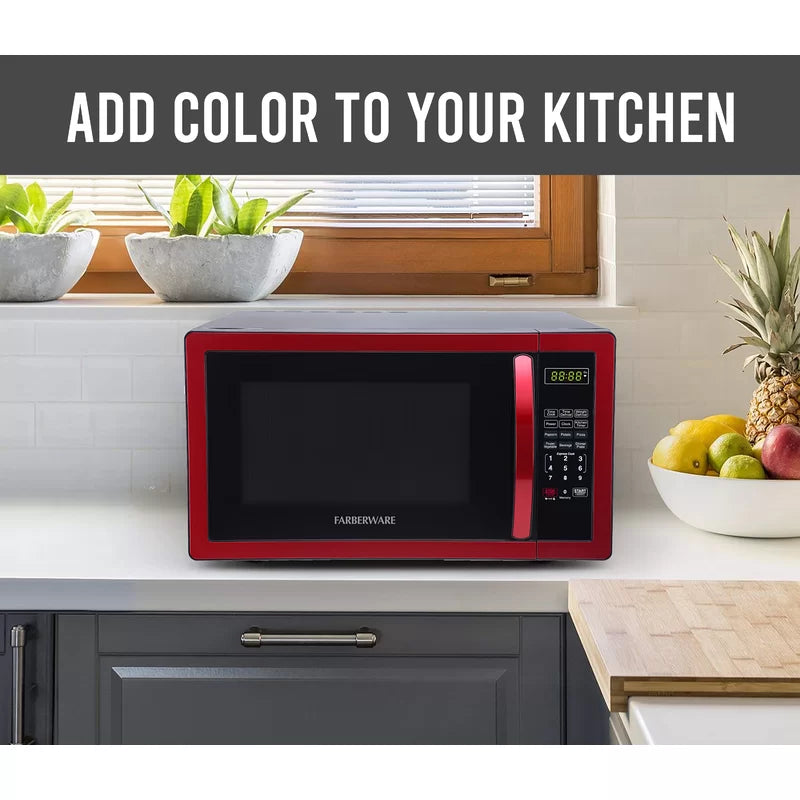 2025 Farberware FMO11AHTBKN 1.1 cu. Ft. 1000-Watt Countertop Microwave Oven in Metallic Red