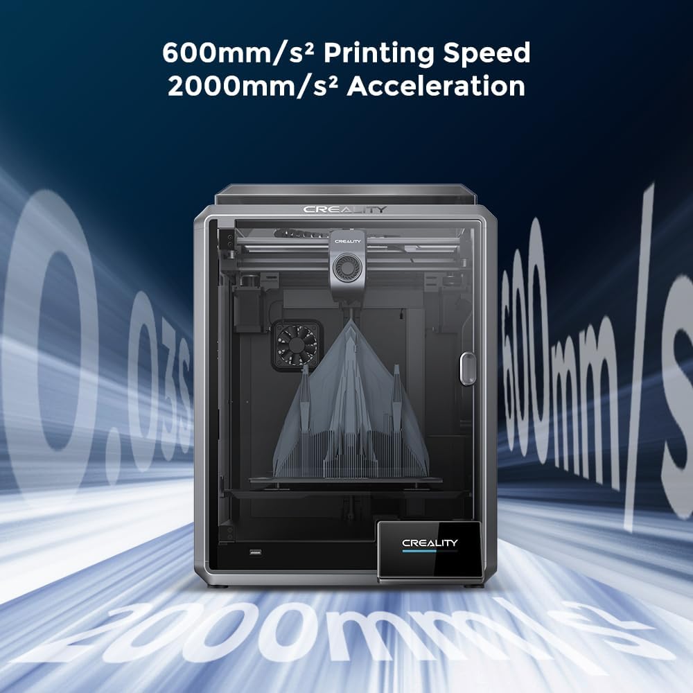 2024 New Version Creality K1C 3D Printer, 600mm/s Fast Printing Speed and Clog-free Direct Extruder, Support 300℃ Printing and Carbon Fiber Filament, Auto Leveling and AI Camera 8.66*8.66*9.84 inch