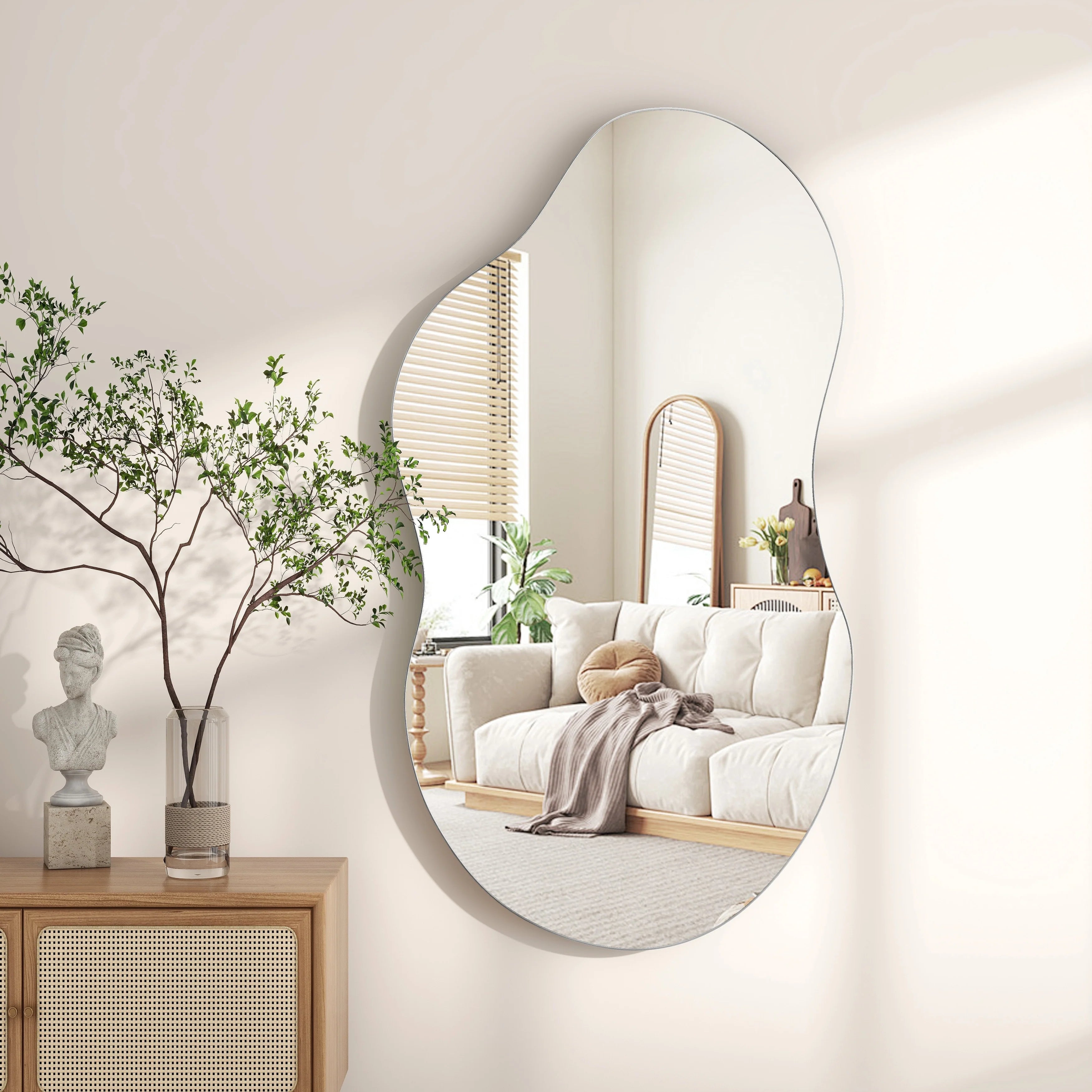 Asymmetrical Wavy Antique Accent Wall Mirror