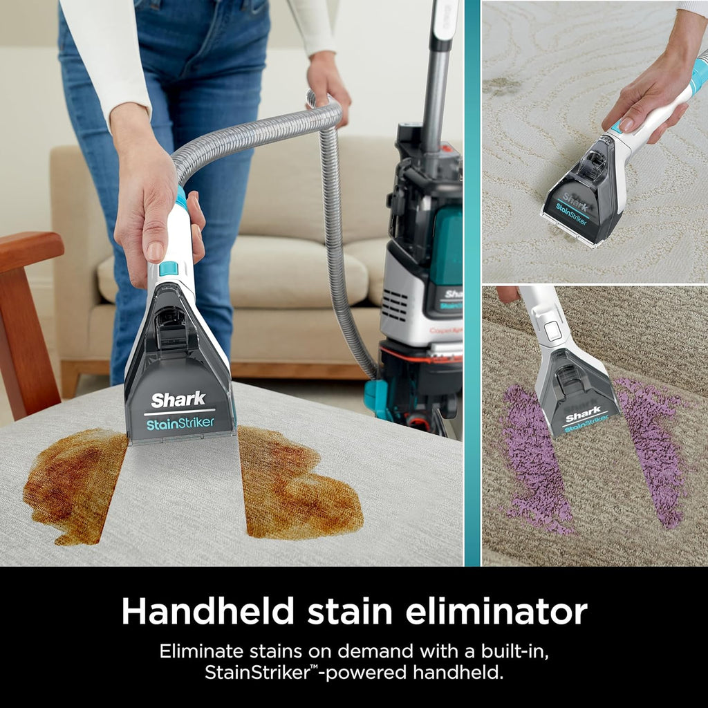 Upright Carpet, Area Rug & Upholstery Cleaner with StainStriker, Built-in Spot & Stain Cleaner, Perfect for Pets, Deep Cleaning & Tough Stain Removal, Carpet Shampooer, Cyan