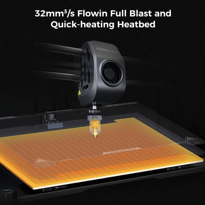 2024 New Version Creality K1C 3D Printer, 600mm/s Fast Printing Speed and Clog-free Direct Extruder, Support 300℃ Printing and Carbon Fiber Filament, Auto Leveling and AI Camera 8.66*8.66*9.84 inch