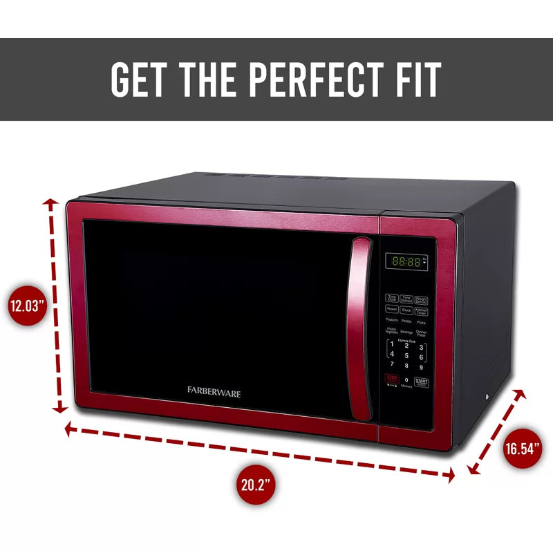 2025 Farberware FMO11AHTBKN 1.1 cu. Ft. 1000-Watt Countertop Microwave Oven in Metallic Red