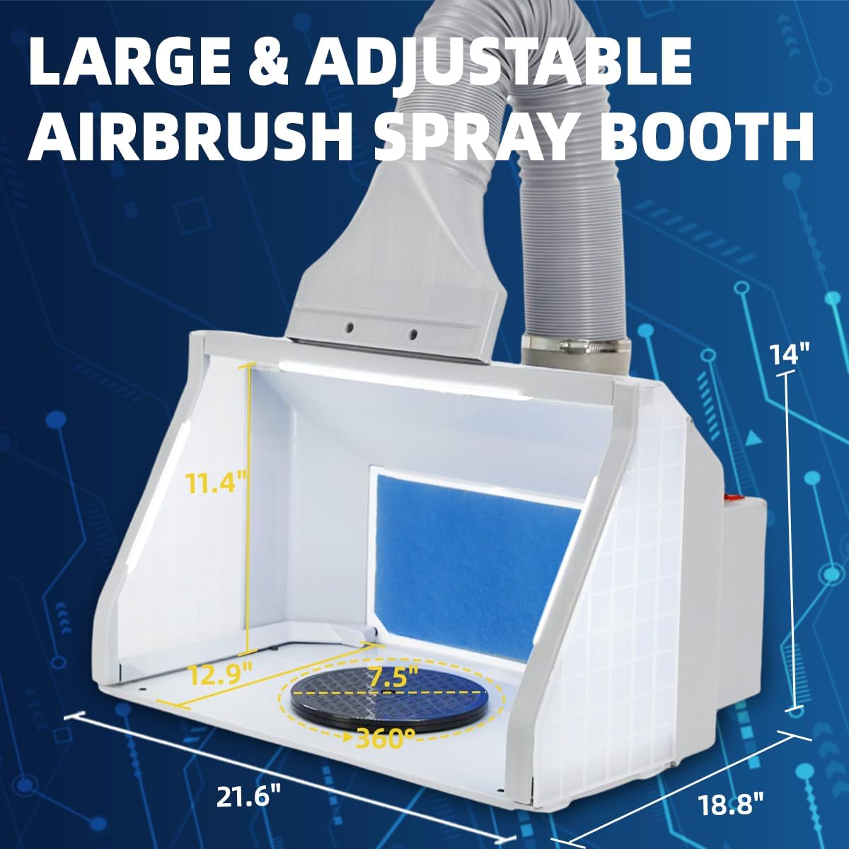 Dual Fans Airbrush Spray Booth Kit, Adjustable Airbrush Paint Booth with 3 Led Lights,White Photography Paper, 10x Coloring Clips, 30x Speed Shape Vinyl Car for Hobby, Model Car, Craft Painting
