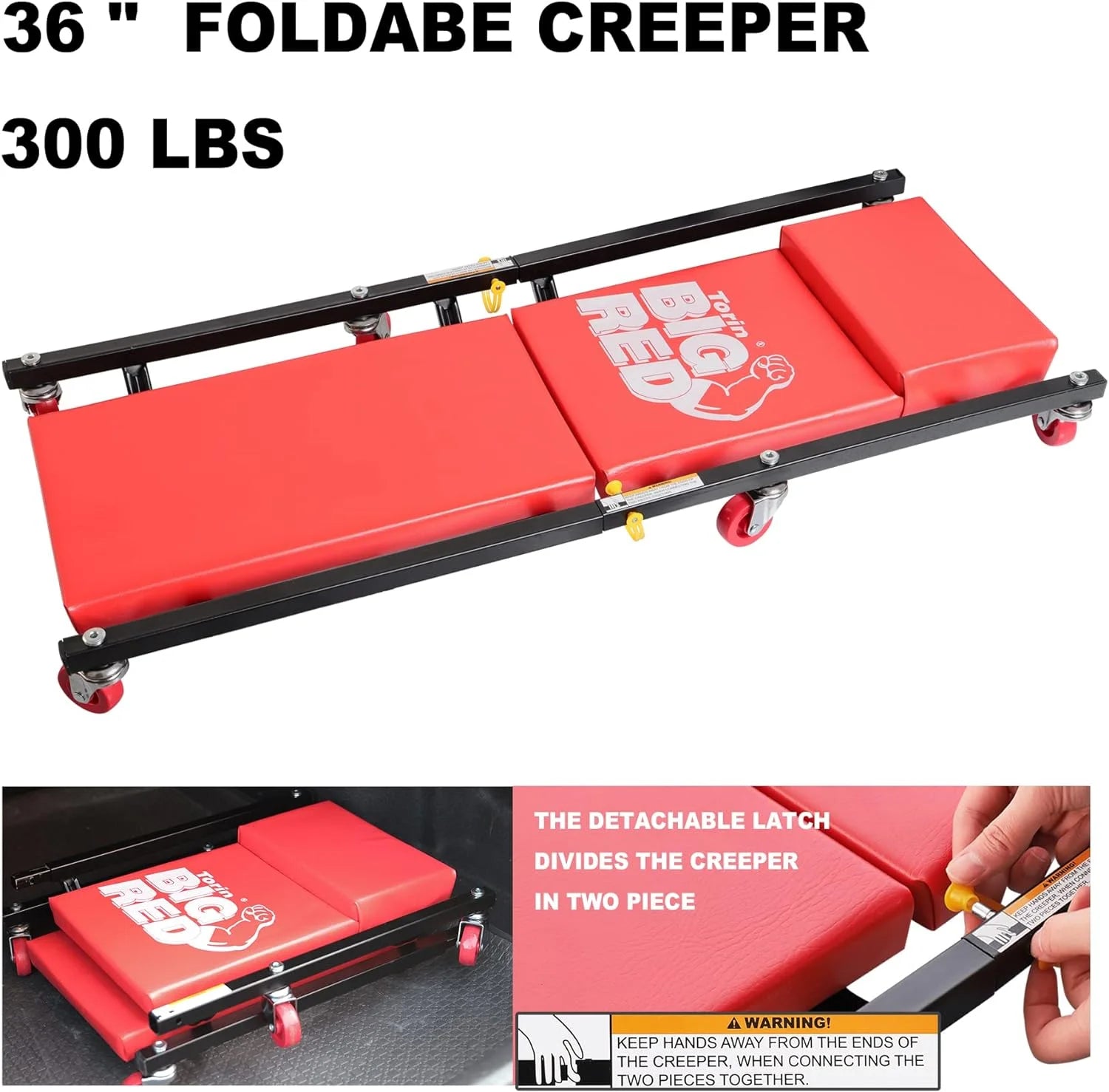 2025 BIG RED 2 Ton Hydraulic Floor Jack with 2 Jack Stands and Rolling Garage Creeper Combo,Red, W8200