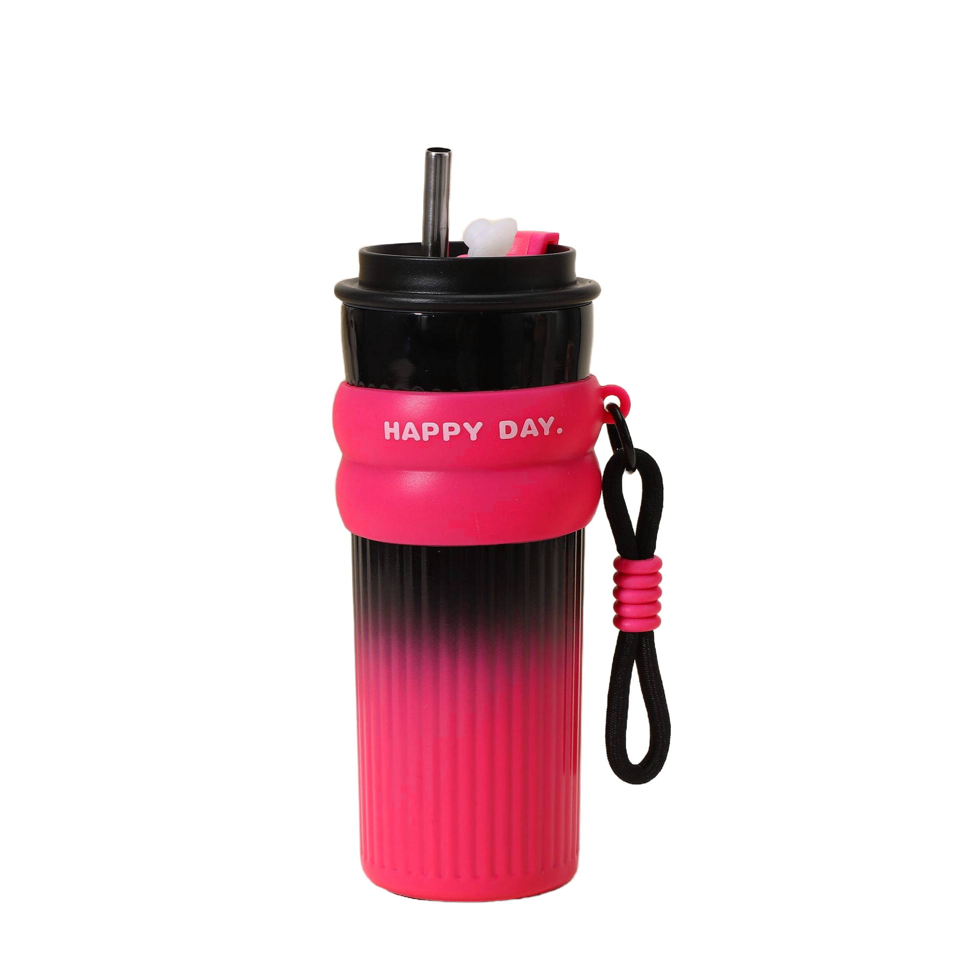 Trinkflasche mit Strohhalm – Rot