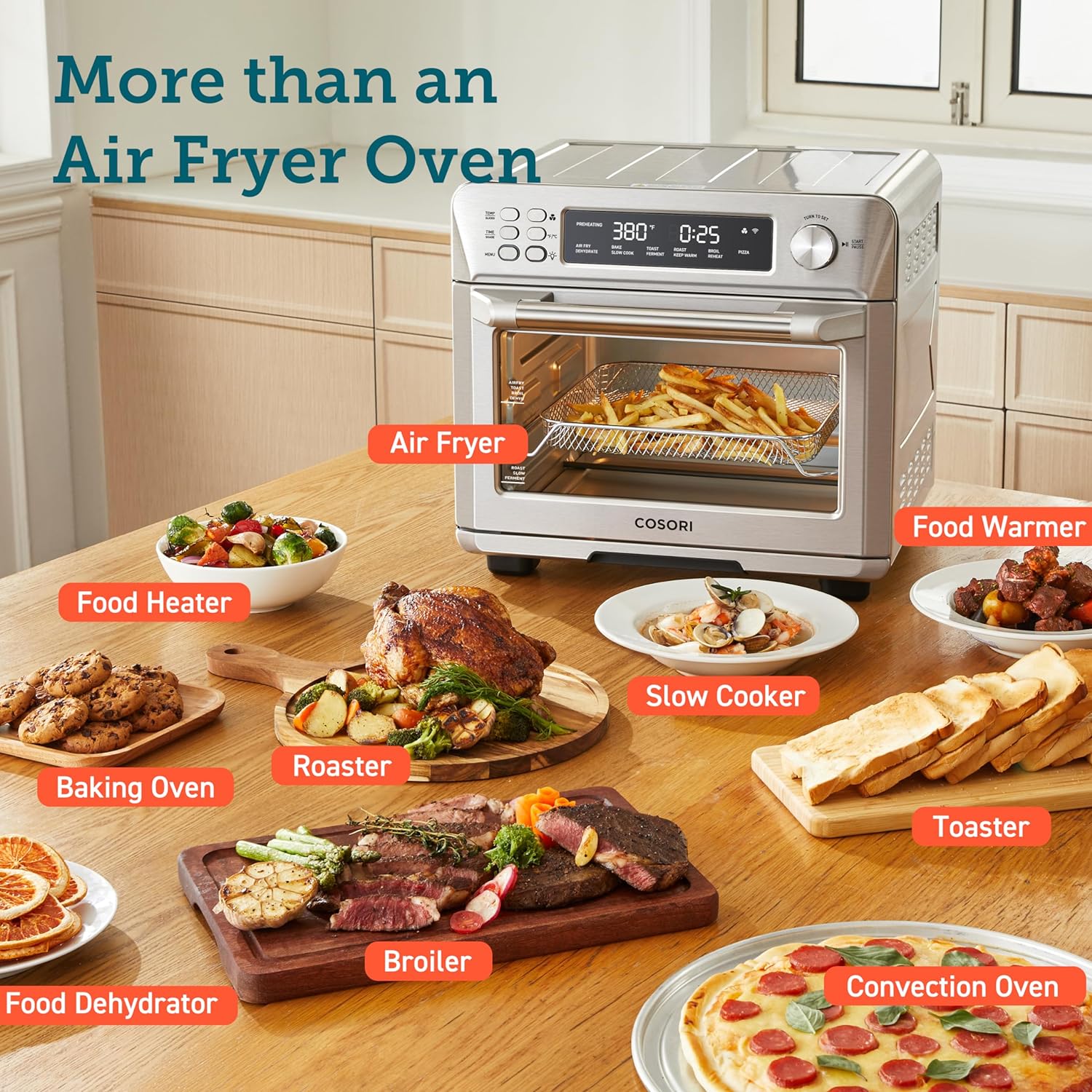 12-in-1 Air Fryer Toaster Oven Combo, Airfryer Convection Oven Countertop, Bake, Broil, Roast, Dehydrate, 134 Recipes & 4 Accessories, 32QT, Silver, Stainless Steel