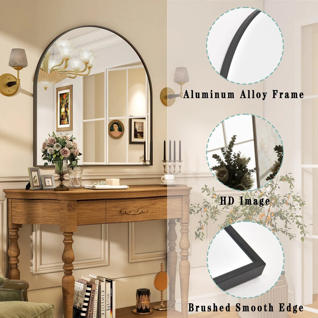 Bathroom Mirror Arch-Top Wall Mounted Decor Mirror