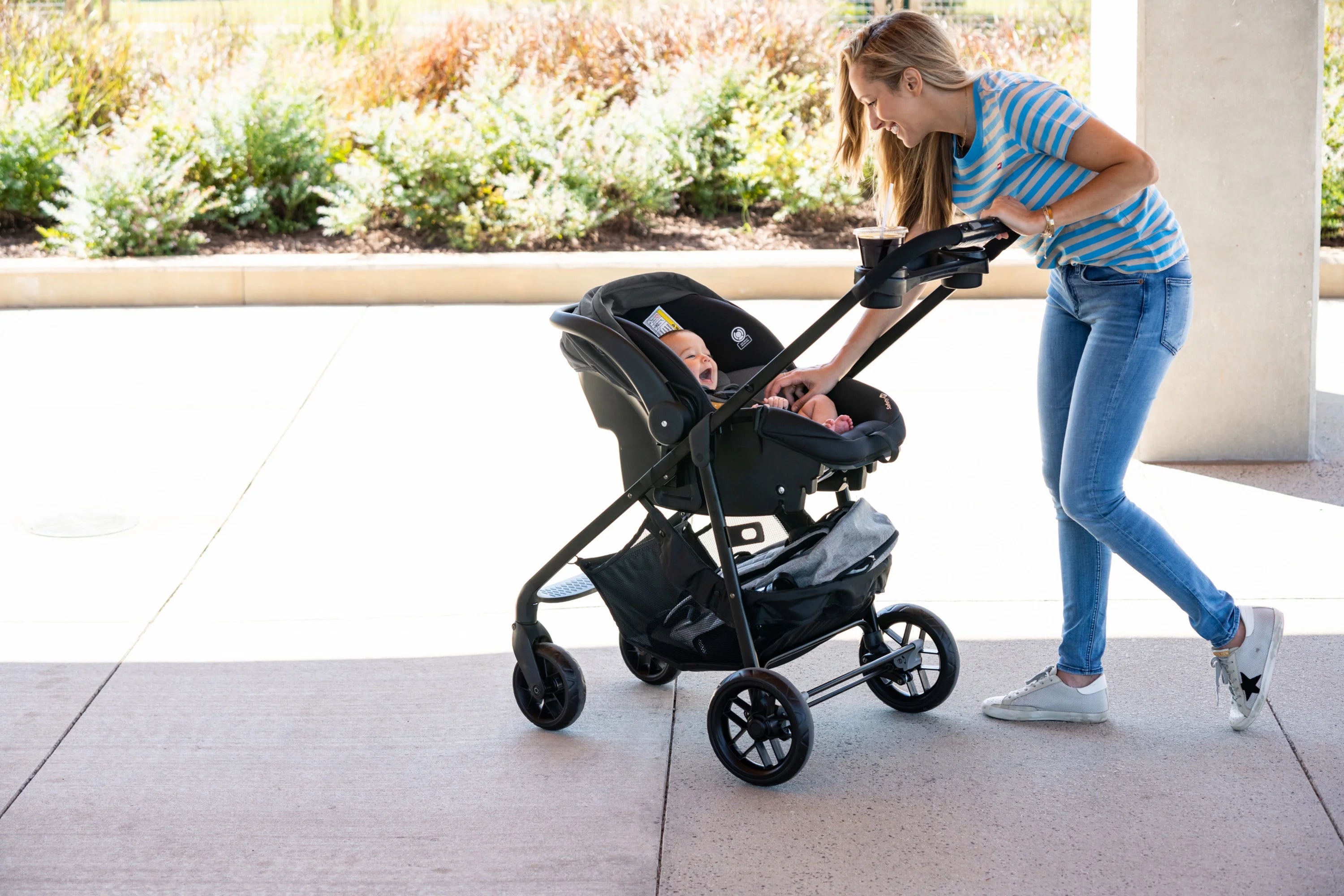 2025 Safety 1st Grow and Go Sprint Modular Travel System Stroller with Rear-Facing Infant Car Seat, Bluestone