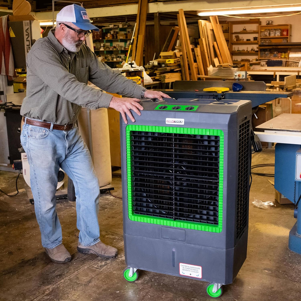23969 3-Speed Evaporative Cooler, Green and Gray, Cools Up to 1600 Square Feet, 5300 CFM, Portable Cooler Fan