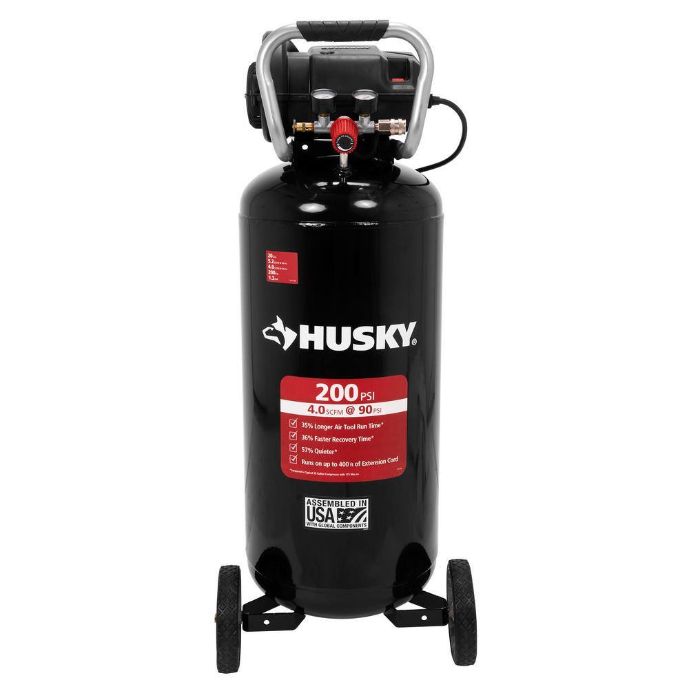 2025 Husky 20 Gal. 200 PSI Oil Free Portable Vertical Electric Air Compressor C202H