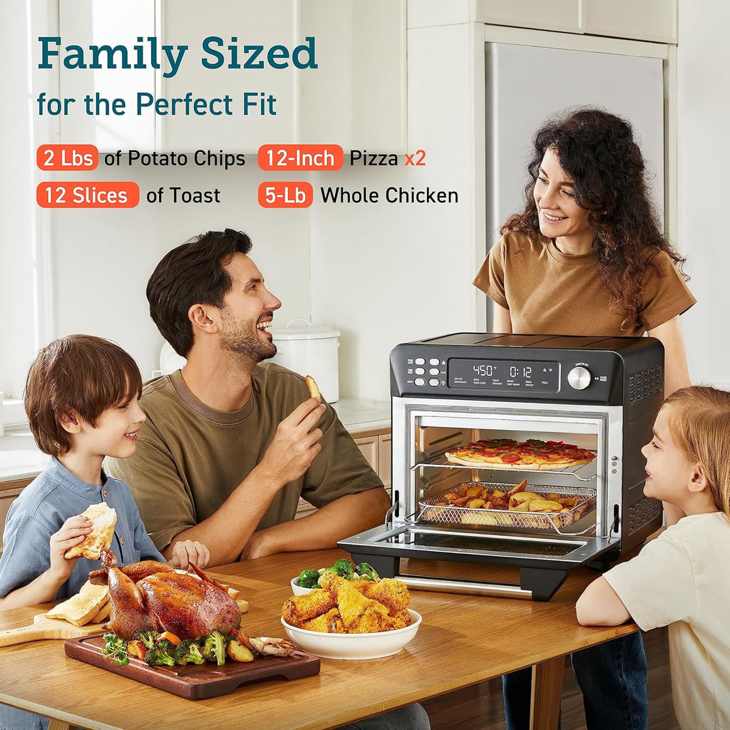 12-in-1 Air Fryer Toaster Oven Combo, Airfryer Convection Oven Countertop, Bake, Broil, Roast, Dehydrate, 134 Recipes & 4 Accessories, 32QT, Silver, Stainless Steel