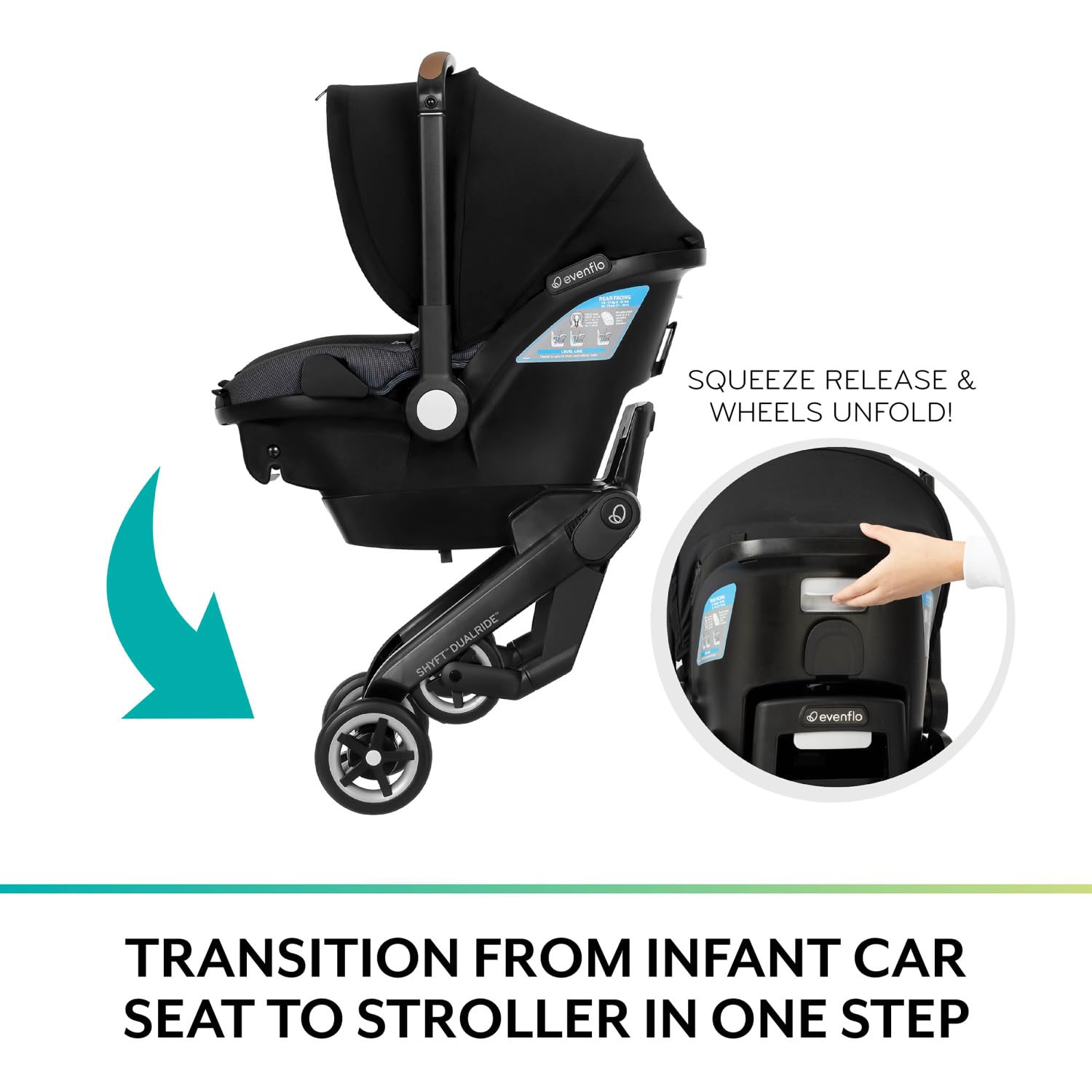 Gold Shyft DualRide Infant Car Seat and Stroller Combo with Carryall Storage (Moonstone Gray)