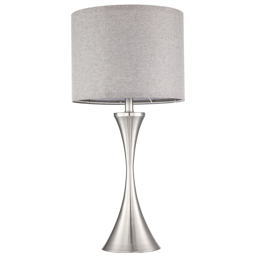 2-Pk 1-light Table Lamp with Brushed Nickel Finish and Grey Fabric Shade