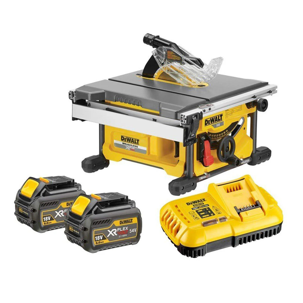 2025 Dewalt DCS7485T2 54V Flexvolt Brushless 210mm Table Saw with 2 x 6.0Ah Batteries & Charger