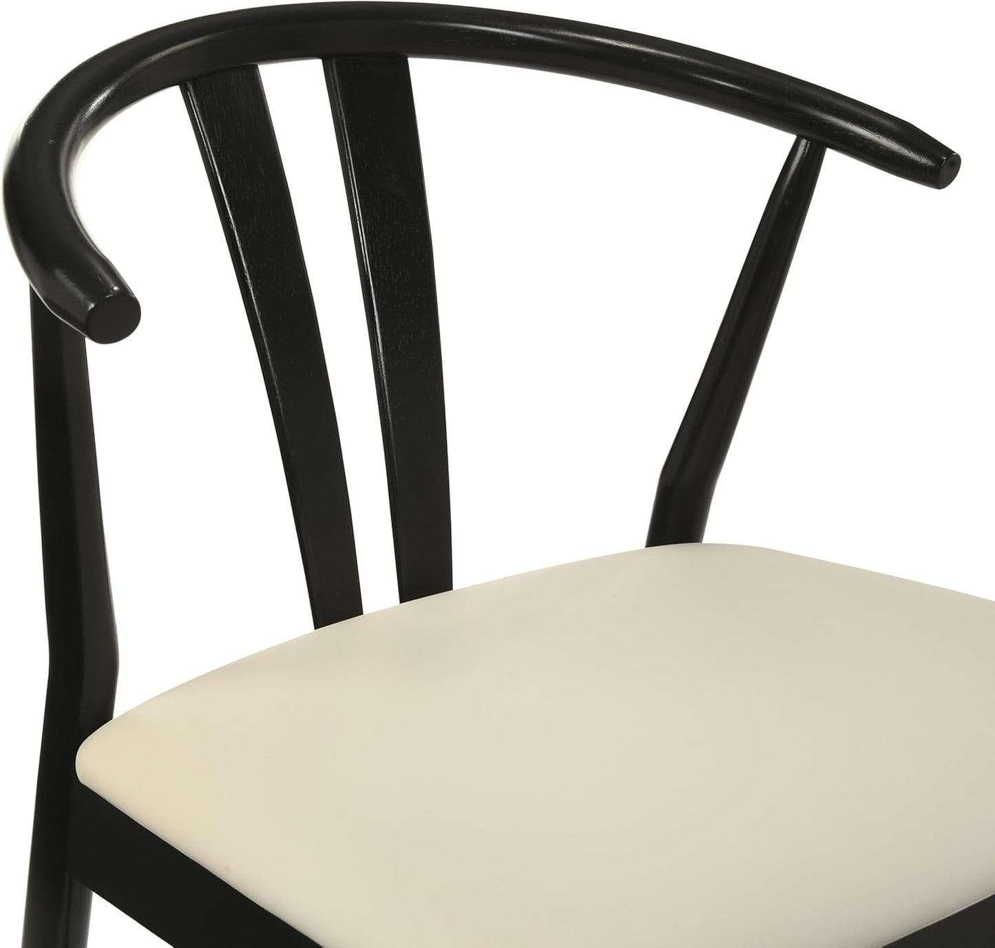 Set of 2 Black Wishbone-Style Upholstered Dining Chairs – Mid-Century Modern Wooden Frame