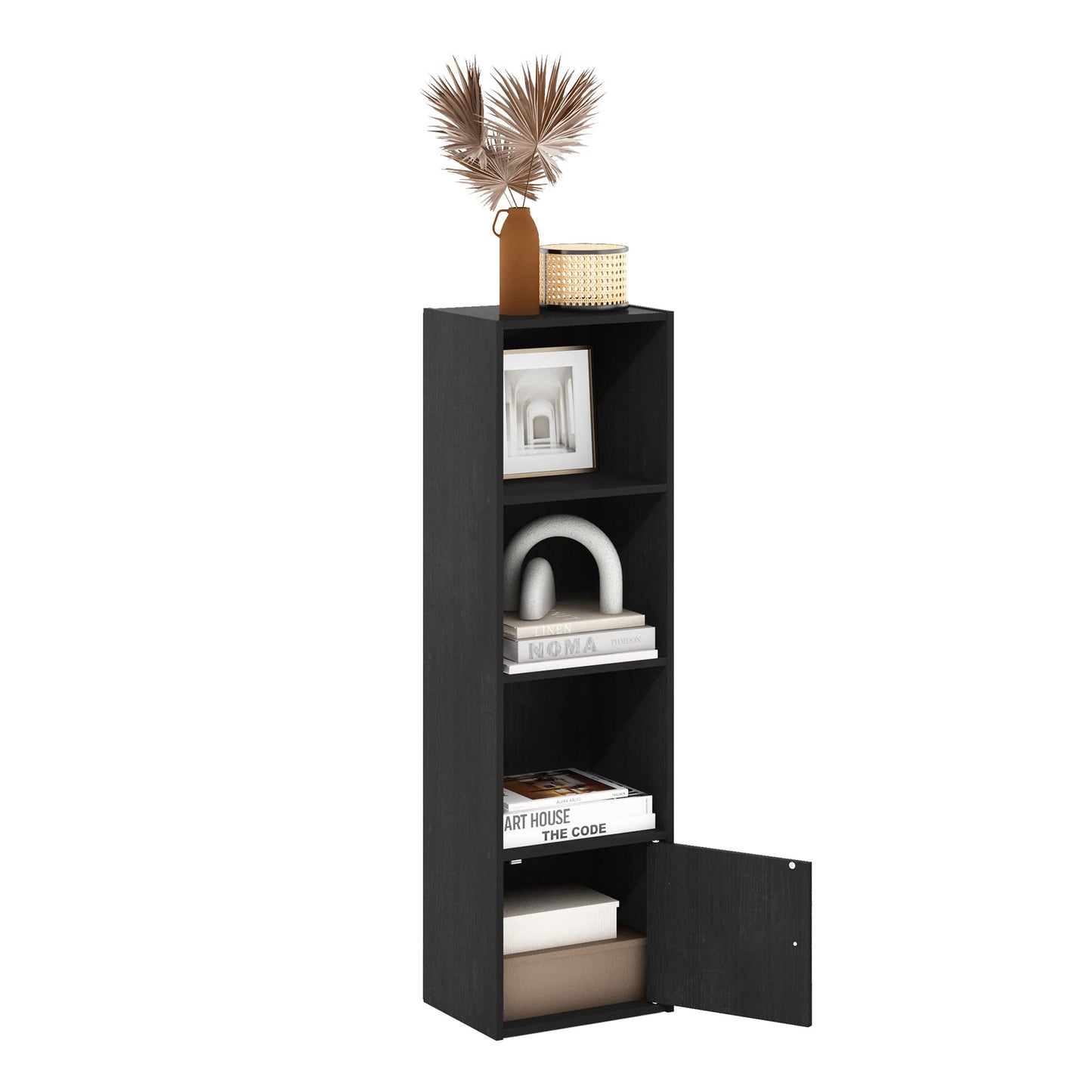 5-Cube Bookshelf, Reversible Bookcase – White Finish Dimensions: 9.4" D x 19.5" W x 31.5" H