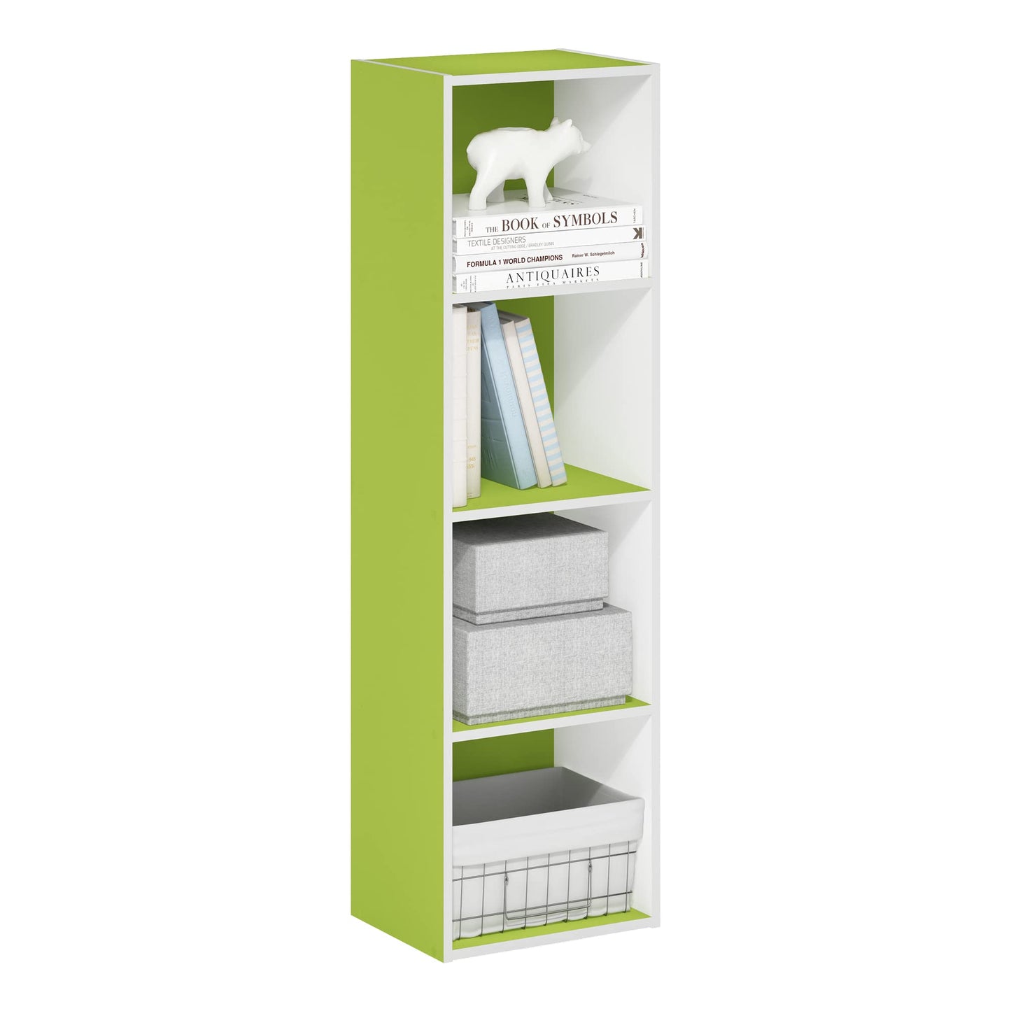 5-Cube Bookshelf, Reversible Bookcase – White Finish Dimensions: 9.4" D x 19.5" W x 31.5" H