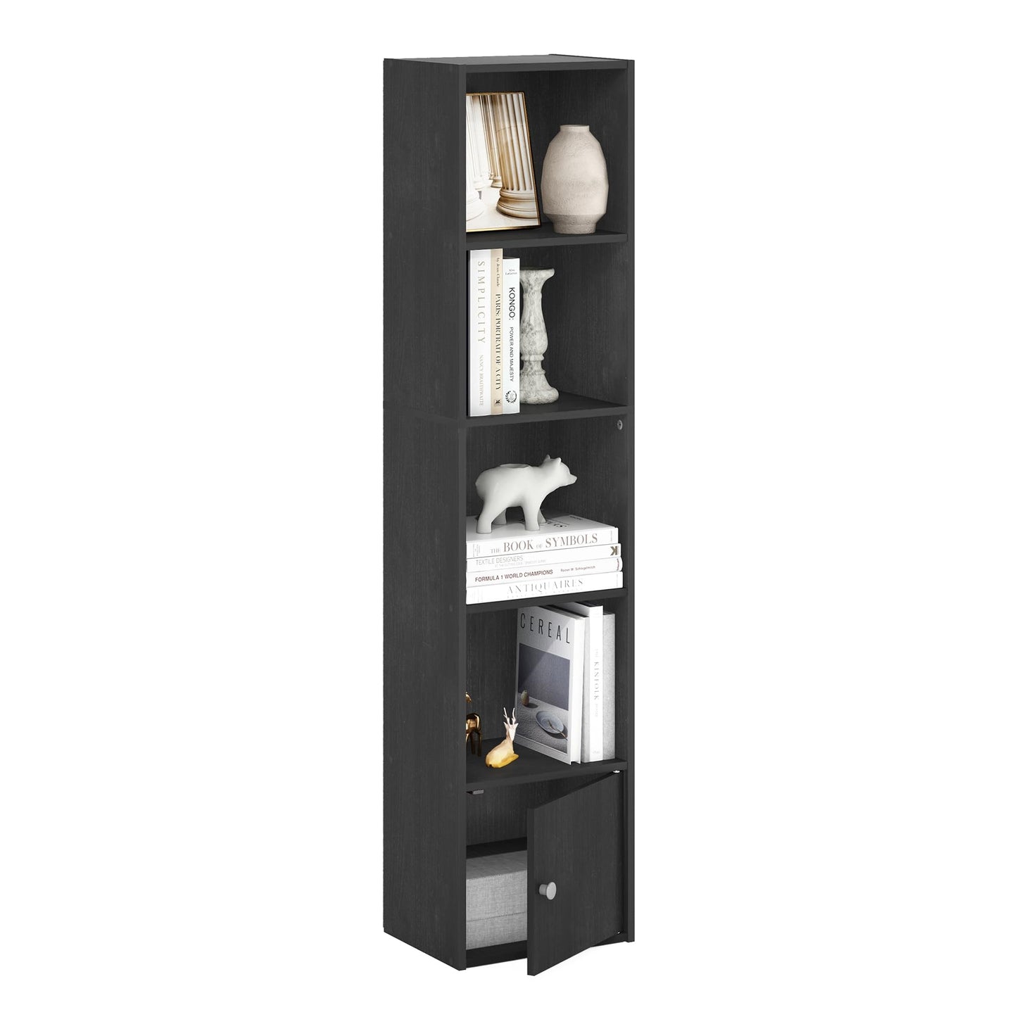 5-Cube Bookshelf, Reversible Bookcase – White Finish Dimensions: 9.4" D x 19.5" W x 31.5" H