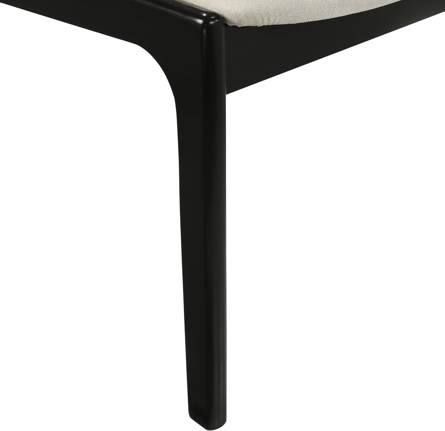 Set of 2 Upholstered Dining Chairs with Black Finish – Mid-Century Modern Wooden Frame, Comfortable Seat and Backrest