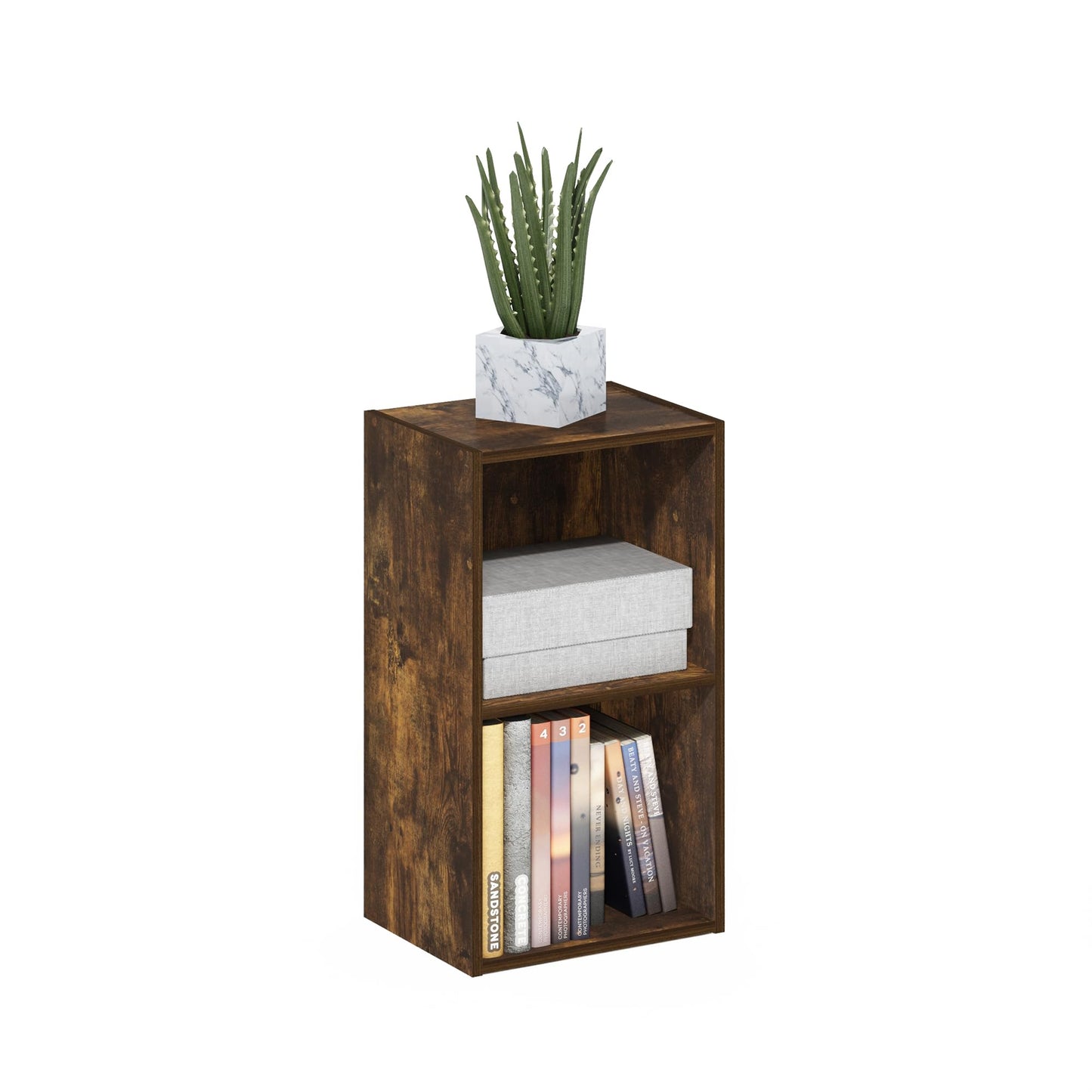 5-Cube Bookshelf, Reversible Bookcase – White Finish Dimensions: 9.4" D x 19.5" W x 31.5" H