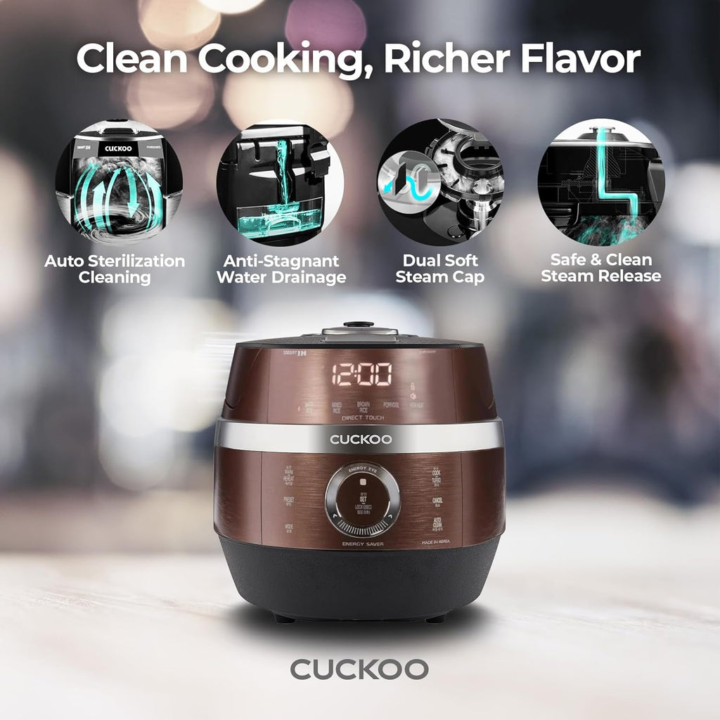 6-Cup (Uncooked) Induction Heating Pressure Rice Cooker | 13 Menu Options, Auto-Clean, Voice Guide,