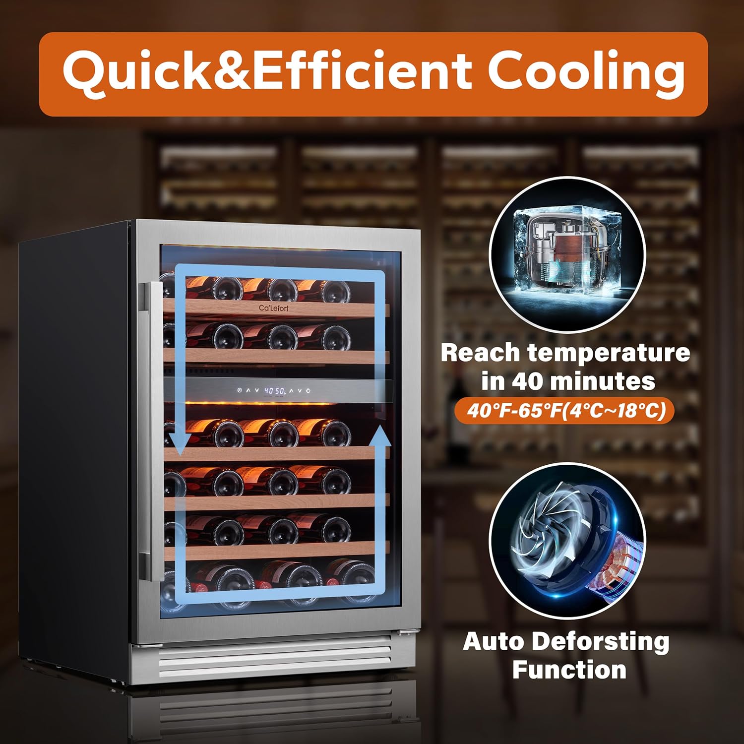 24'' Wine Cooler Refrigerator - 46 Bottle Wine Fridge Dual Zone with Modern Touch Intelligent Digital 40°-65°F Low Noise, Built in or Freestanding Wine Cooler for Home and Kitchen