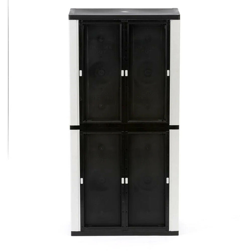 2025 HDX Gray Plastic Freestanding Garage Cabinet, 35′′W x 71′′H x 18′′D, with Adjustable Shelves and Lockable Doors