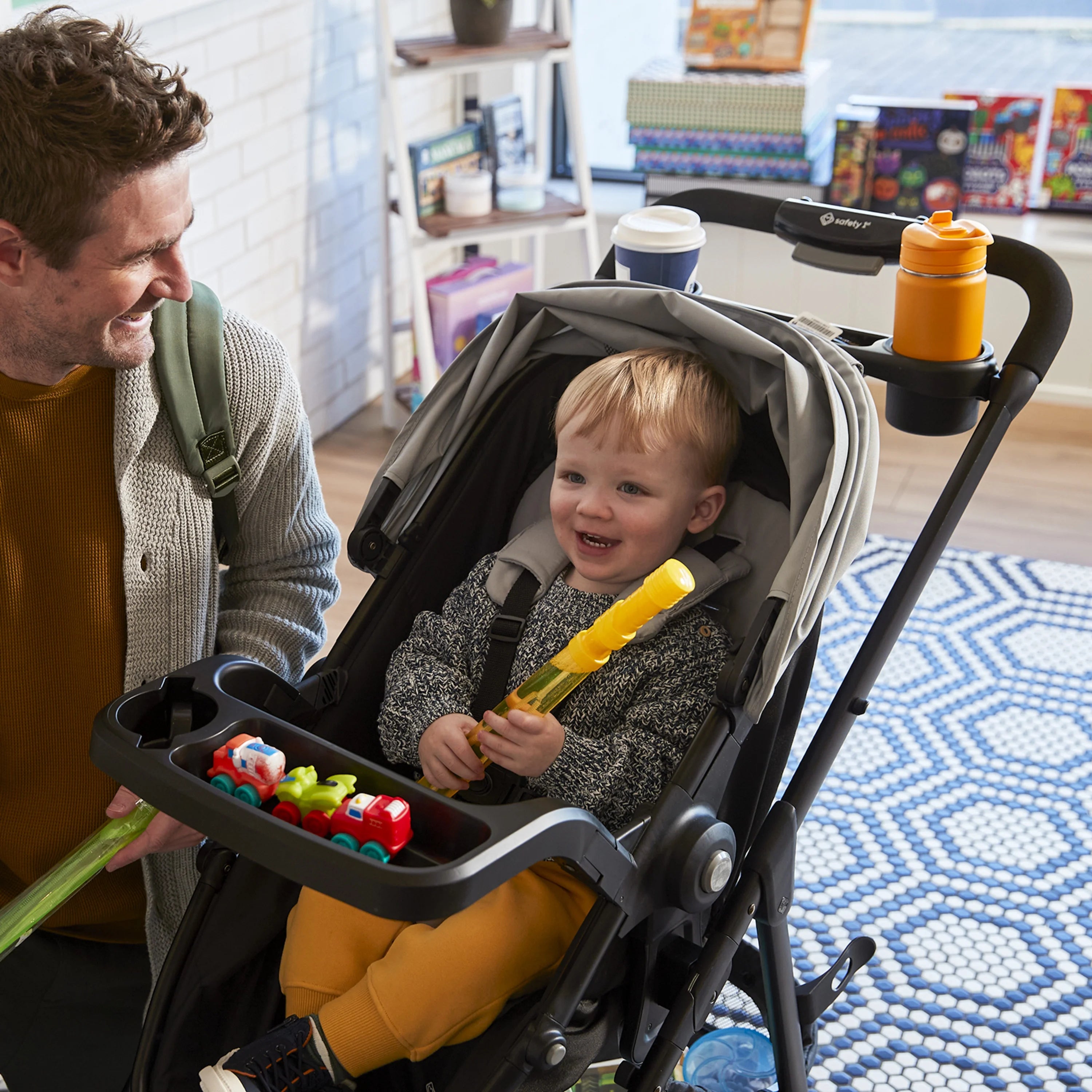 2025 Safety 1st Grow and Go Sprint Modular Travel System Stroller with Rear-Facing Infant Car Seat, Bluestone