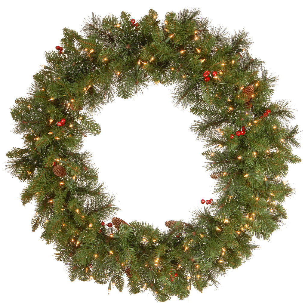 36 in. Pre-Lit Crestwood Spruce Wreath with Clear Lights