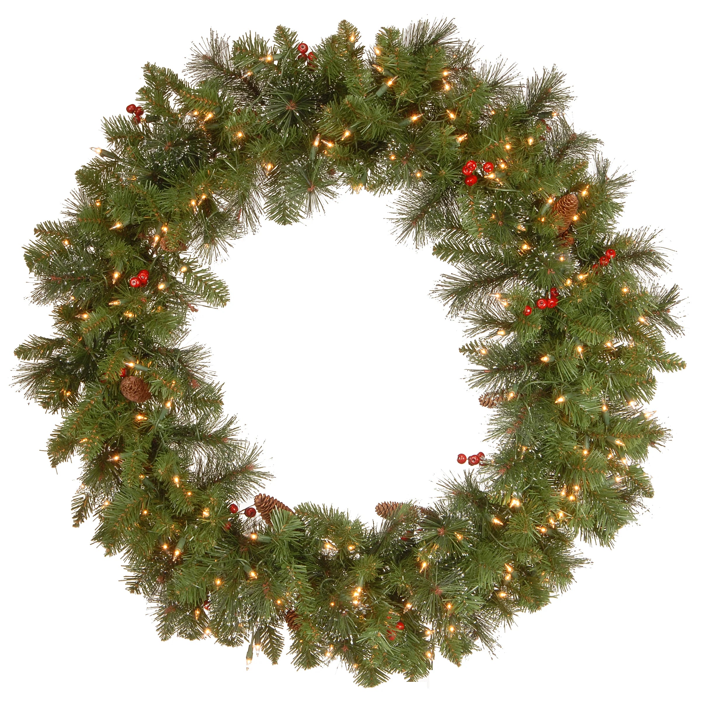 36 in. Pre-Lit Crestwood Spruce Wreath with Clear Lights