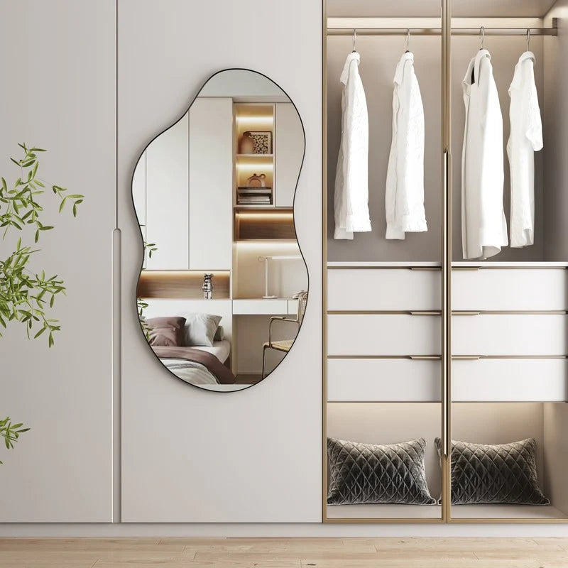 Asymmetrical Wavy Antique Accent Wall Mirror