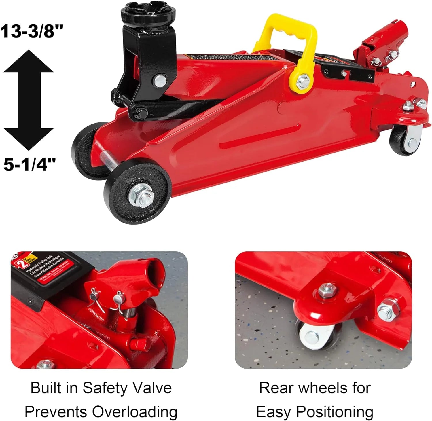 2025 BIG RED 2 Ton Hydraulic Floor Jack with 2 Jack Stands and Rolling Garage Creeper Combo,Red, W8200