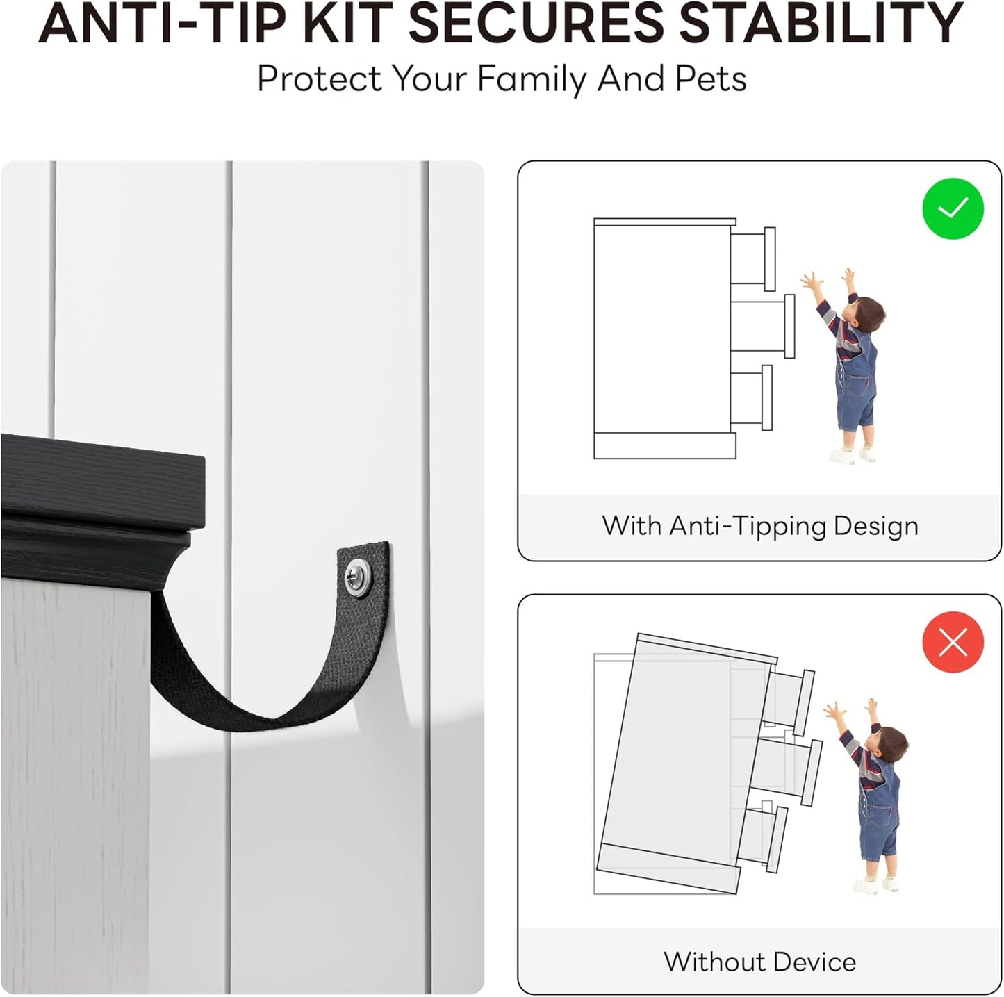 Farmhouse 7-Drawer Dresser – 59" Wide Rustic White Wooden Chest for Bedroom, Hallway, or Living Room