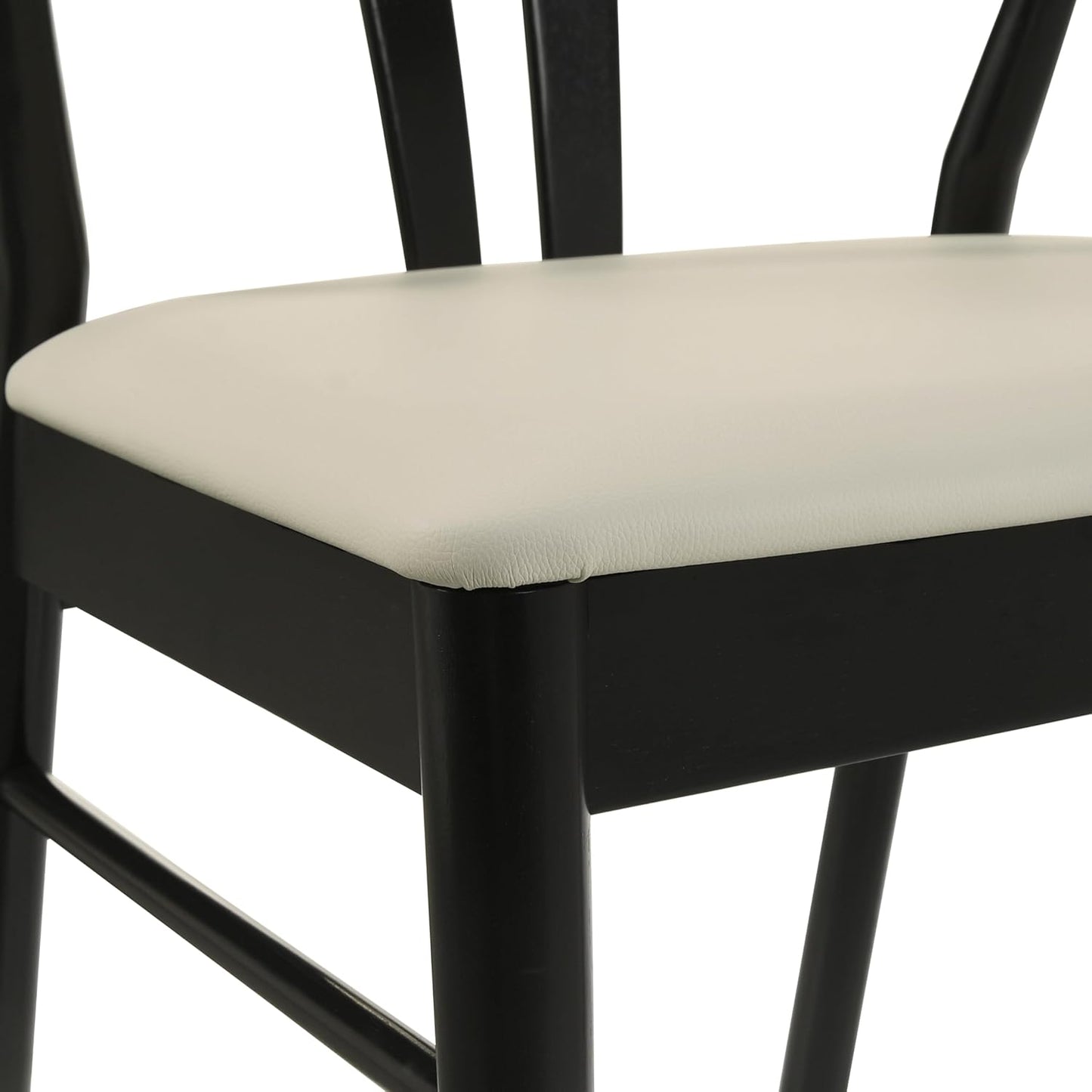 Set of 2 Black Wishbone-Style Upholstered Dining Chairs – Mid-Century Modern Wooden Frame